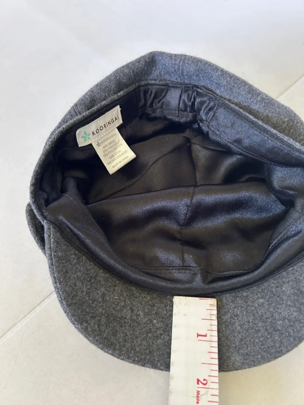 KOORINGGAL GRAY WOOL BLEND WOMENS fIDDLER NEWSBOY/BAKER  BOY CAP STRAP DETAIL